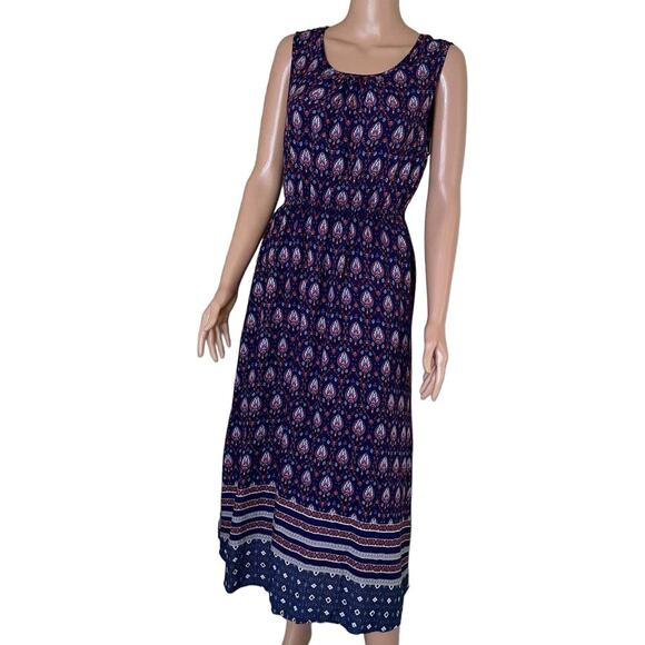 LAP Los Angeles Project maxi dress SZ L Navy blue red white lightweight SZ L - Picture 1 of 6